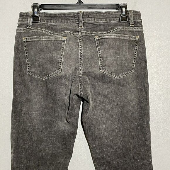 Eileen Fisher Jeans Skinny Women Size 8 Gray Charcoal Faded Stretch Retro Biker - Picture 4 of 9